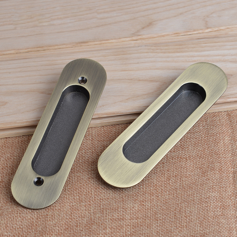 2 Pcs Hidden Zinc Alloy Recessed Pull Sliding Door Handles