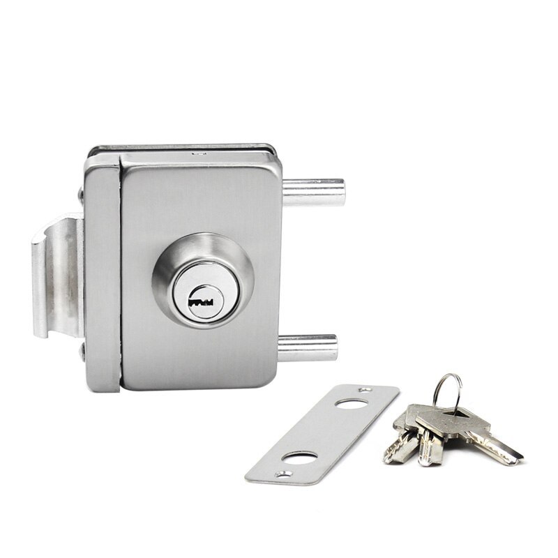 Stainless Steel Glass Door Lock With Keys – Fits 10-12mm Frameless Glass, No-Hole Installation, Square Design