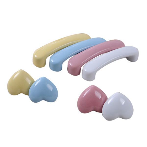 Cartoon child room furniture handle kids heart-shaped ceramic handle