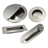 Stainless Steel Door Handle Flush Recessed Pull Circular Oval Rectangular Drawer Embedded
