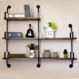2 pcs Vintage Iron Wall Shelf Solid black Wood Creative Support Bookshelf Bracket Wall Mount hardware no board