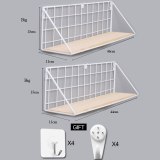 Wooden Iron Wall Shelf Wall-mounted Storage Rack Kitchen Bedroom Home Decoration Kids Room DIY Wall Hanging Decoration Rack