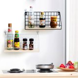 Wooden Iron Wall Shelf Wall-mounted Storage Rack Kitchen Bedroom Home Decoration Kids Room DIY Wall Hanging Decoration Rack