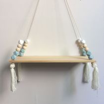 Nordic Style Wooden Bead Tassels Storage Rack Wall Rope Hanging Shelf For Decor Of Bedroom Living Room Kitchen Office