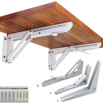2 Pcs 8-20 Inch White Triangle Folding Angle Bracket Adjustable Wall Mounted Durable Bearing Shelf Bracket DIY Home Table Bench