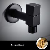 Black copper square faucet 4 minute balcony washing machine mop pool single cold faucet