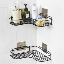 Bathroom Accessories Punch Free Corner Bathroom Shelf Bathroom Fixtures Wrought Iron Storage Rack Kitchen Tripod Wall Shelf