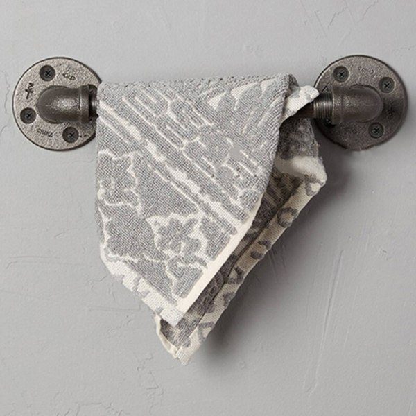 Bracket wall Shelf rack Towel rack Solid wood Bathroom Toilet rack wall towel antique industrial iron hardware