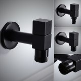 Black copper square faucet 4 minute balcony washing machine mop pool single cold faucet