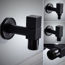 Black copper square faucet 4 minute balcony washing machine mop pool single cold faucet