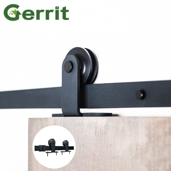 4.9FT/6FT/6.6FT/8FT Black Carbon Steel Top Mount Barn Sliding Door Hardware Track Kit