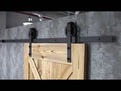 4.9FT/6FT/6.6FT/8FT Black Carbon Steel Big Hanger Roller Interior Sliding  Barn Door