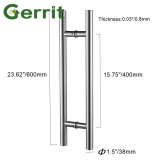 24 Inches Modern Round Bar Ladder Brushed Stainless Steel Sliding Barn Door Handle for 8-12mm glass or 40-45mm wood door