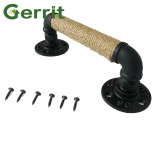 Industrial style antique pipe furniture Handle barn sliding wooden Door Handles European  wrought iron black Handle hardware