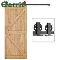 Black Carbon Steel Top Mount Big Wheel Sliding Barn Door Hardware Track Kit