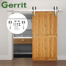 4.9FT/6FT/6.6FT Stainless Steel Brushed Big Hanger Wheel Sliding Barn Door Hardware Track Kit