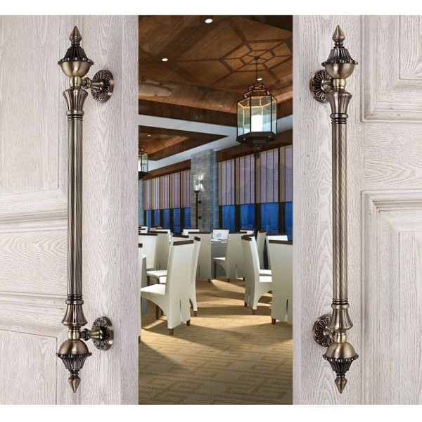 1 Pair European Retro Push Door Handles Villa Archaize Wooden Door Handle and Knobs Fittings