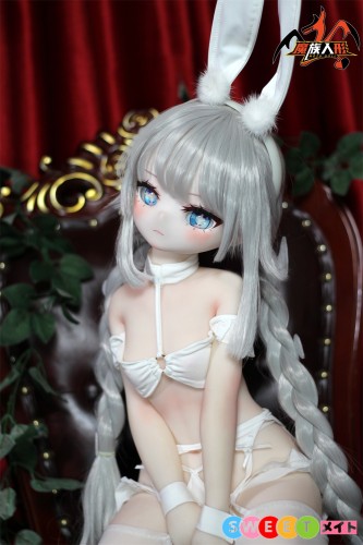 MOZU DOLL ラブドール 85cm Aカップ 白兔（Baitu)  6kg ミニドール【ソフトビニール製頭部 TPE製ボディ 肌色＆眼球色＆メイク＆ウィッグ＆衣装は宣材写真と同じ 小型 軽量化 収納と使いしやい】