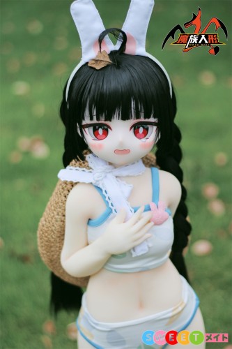 MOZU DOLL ラブドール 85cm Aカップ 垃圾兔（Lajitu)  6kg ミニドール【ソフトビニール製頭部 TPE製ボディ 肌色＆眼球色＆メイク＆ウィッグ＆衣装は宣材写真と同じ 小型 軽量化 収納と使いしやい】