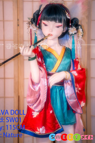 Guavadoll SW01&SW02 閉眼ヘッド 双子の妖狐 和風アニメキャラのコスプレ ラブドール 115cm AAカップ フルシリコン製 ダッチワイフ 宣伝画像と同じウィッグ・衣装・飾り付き