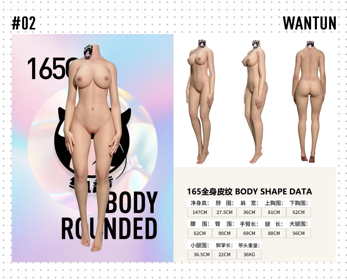 WTDOLL 165cm Eカップ シリコンドール サイズ表 三面図