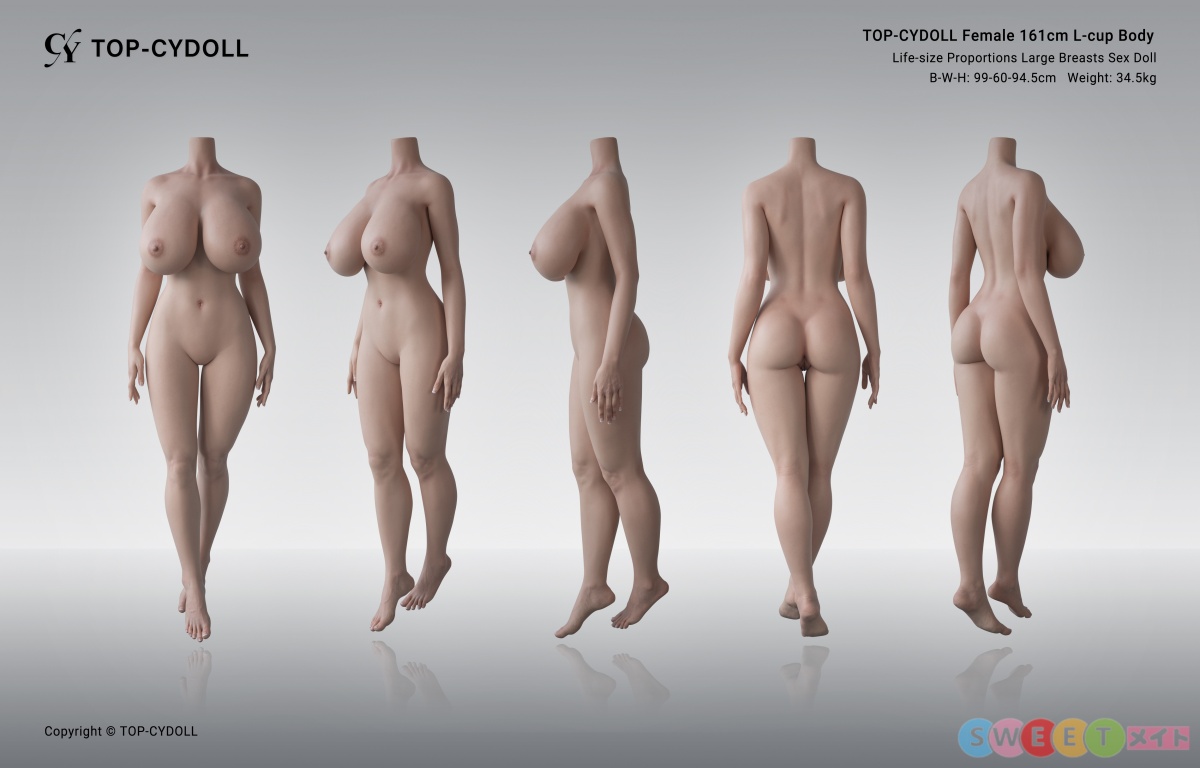 TOP-CYDOLL 161cmLカップ ボディ 三面図