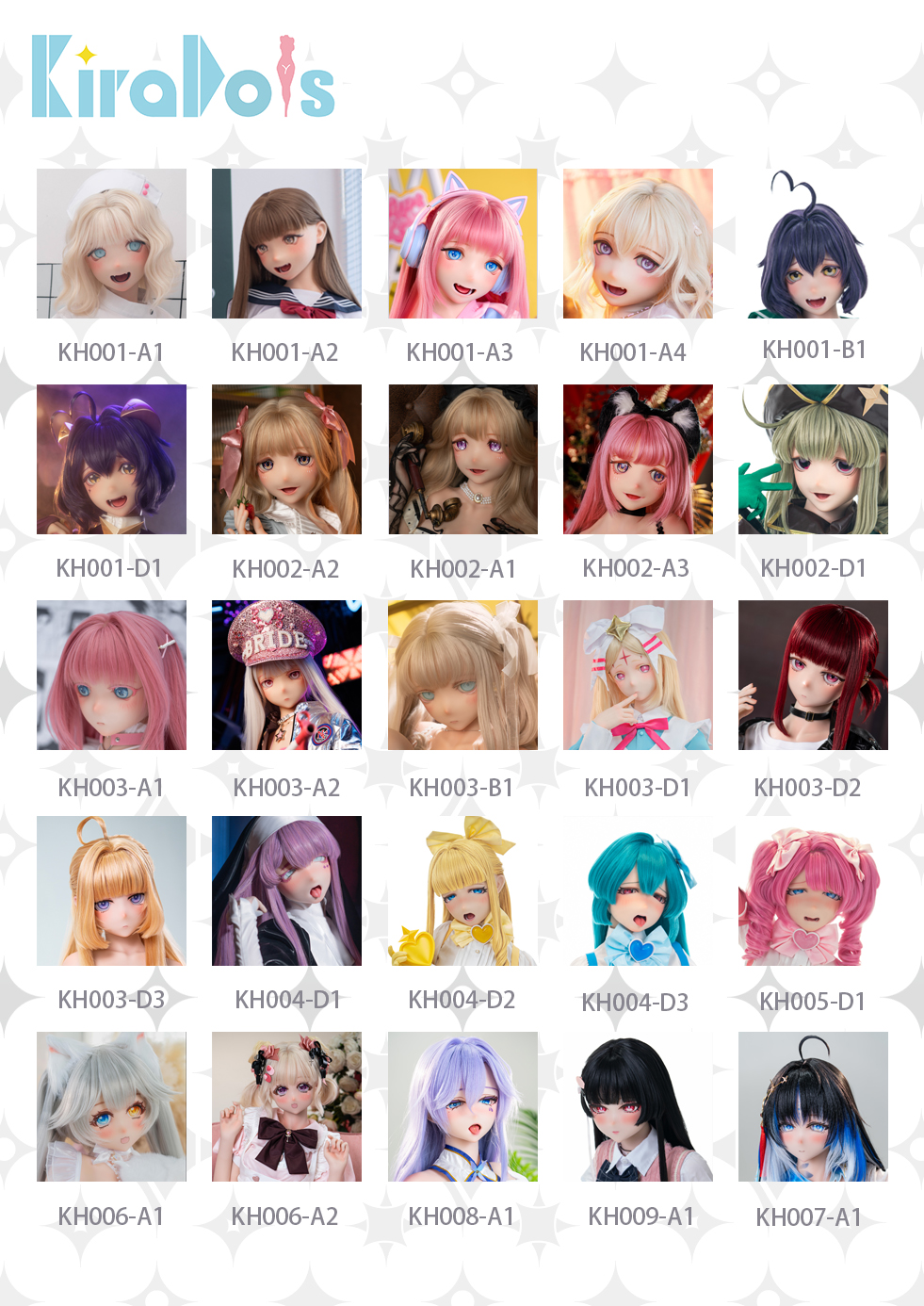 アニメドール ヘッド一覧表 Kiradols