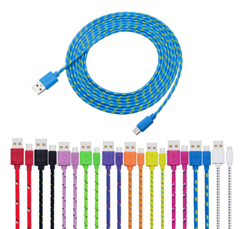 10ft(3M) Long Nylon Fabric Braided Rugged USB Charger Cable for iPhone Type C Android V8 Micro（Extra Long）
