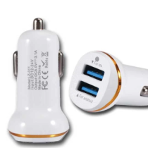 2A 5V Dual USB Port Car Charger with Gold Ring