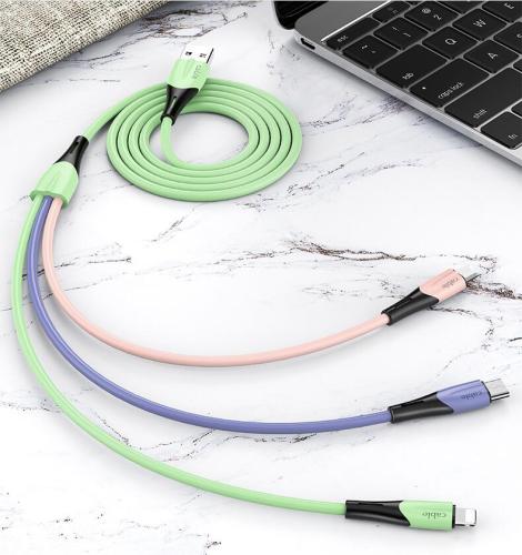 Fashional 3 IN 1 phone cable Type C V8 Micro USB 2.3A phone cable (only power charging) - 3ft