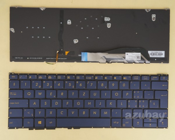 Swiss QWERTZ Tastatur Keyboard for ASUS ZenBook 3 UX390UA Dark Blue, Backlit