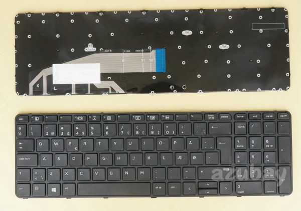 Danish Keyboard DN DM Dansk Tastatur for HP Probook 450 G3, 455 G3, 470 G3 With Frame