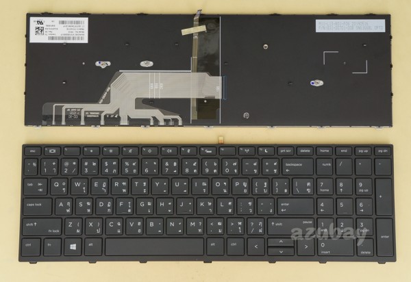 Thai TH Keyboard for HP Probook 450 G5, 455 G5, 470 G5, L01027-281, Backlit, With Frame
