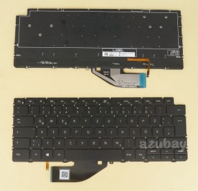 German DE QWERTZ Keyboard for Dell XPS 13 7390 2-in-1 Backlit, 0Q5CC0 Black