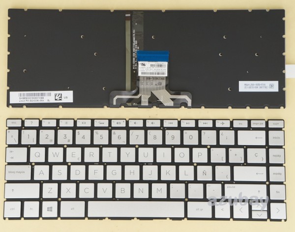 Spanish Keyboard Español Teclado for HP Pavilion 14-ce0000 14-ce1000 14-ce2000 Silver, Backlit