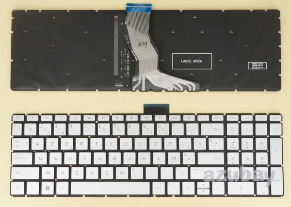 Belgian AZERTY Keyboard for HP 15q-bu000 15q-bu100 15-bw000 Silver, Backlit