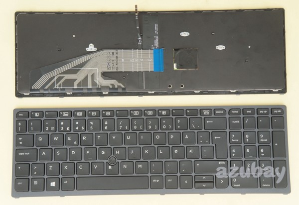 Norwegian Keyboard Norsk NW NO Tastatur for HP Zbook 15 G3, 17 G3 With Pointer, Grey Frame Black Key, Backlit