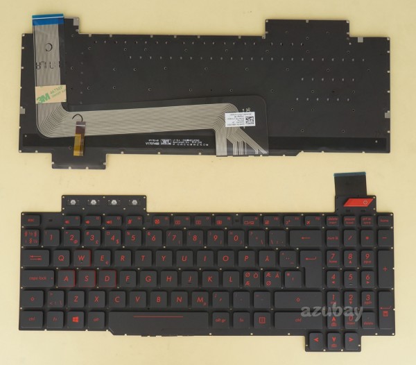 Scandinavian Nordic SD FI DK NW Keyboard for Laptop ASUS FX503 FX503VD FX503VM, Red Backlight, Black