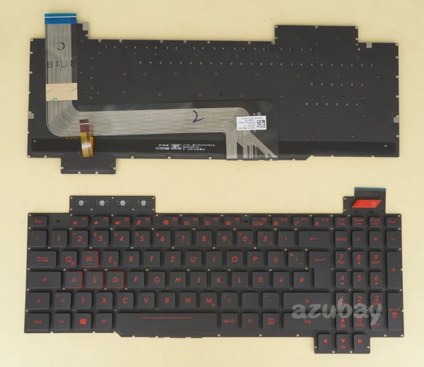 German DE QWERTZ Keyboard for Laptop ASUS FX503 FX503VD FX503VM, Red Backlight, Black