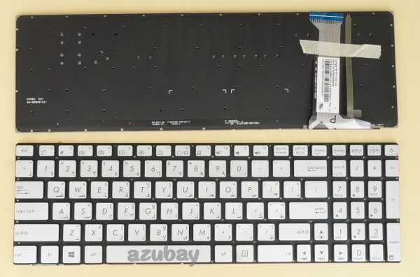 Arabic AR Keyboard for Laptop Asus N551 N551J N551JB N551JK N551JM Silver,With Backlight