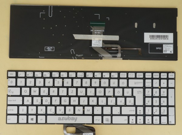Hungarian Billentyűzet Keyboard for Laptop ASUS ZenBook Flip UX560UA Q504UA Silver, Backlit