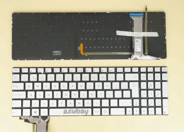 Spanish Keyboard SP Español Teclado for Laptop Asus N551 N551J N551JB Silver, With Backlight, Reprint