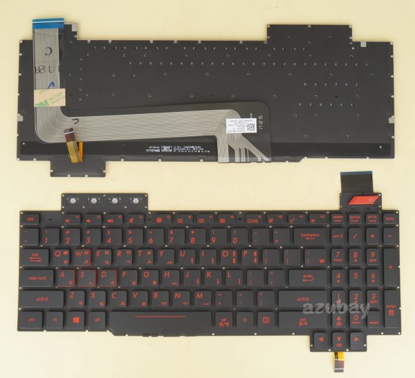 Korean KR & US Keyboard for Laptop ASUS FX503 FX503VD FX503VM, Red Backlight, Black