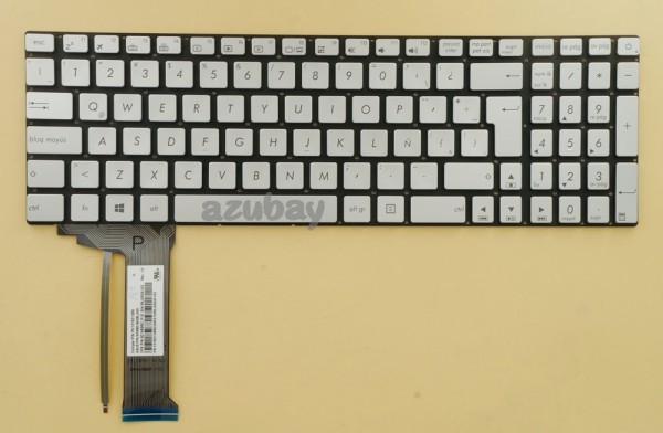 Latin LAS Spanish Keyboard Español Teclado for Laptop Asus N551 N551J Silver,With Backlight
