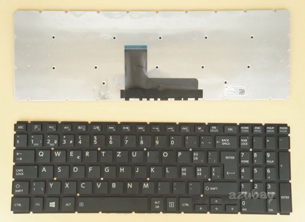 Swiss QWERTZ Tastatur Keyboard For Toshiba Satellite C55T-C C70-C L50-B Black, No Frame