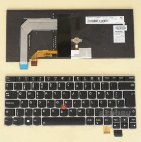 Swedish Finnish tangentbord Keyboard For Lenovo Thinkpad T460S (Type 20F9 20FA) Backlit, Black with Silver Frame