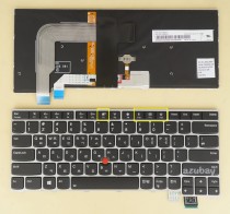 Korean KR & US Keyboard for Lenovo Thinkpad T470S (Type 20HF 20HG 20JS 20JT) Backlit, Black with Silver Frame