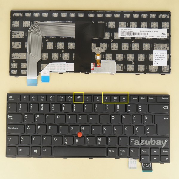 Slovenian Bosnian Croatian Serbian Macedonian Montenegro West Balkans Yugoslavia CRO WB SV HR SLO YU Keyboard for Lenovo Thinkpad T470S (Type 20HF 20HG 20JS 20JT), T460S (Type 20F9 20FA) , 13 Gen 1 ( Type 20GJ 20JK), 13 Gen 2 (Type 20J1 20J2) 01EN625 01EN666, Black with Black Frame