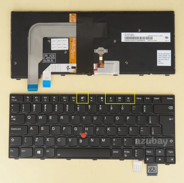 Brazilian Portuguese Keyboard for Lenovo Thinkpad T470P (20J6 20J7) T460P (20FW 20FX) Backlit