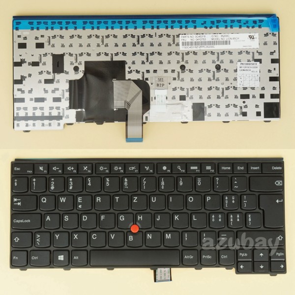 Swiss German CH Keyboard for Lenovo Thinkpad 04Y2790 04Y2753 04Y0889 00HW903 04Y0851, Black with Frame